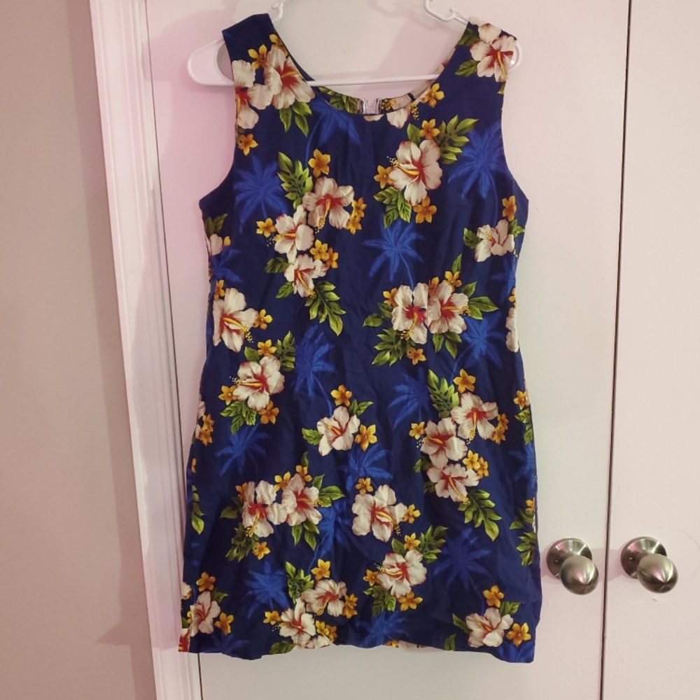 Royal Blue Floral Sleeveless Mini Dress